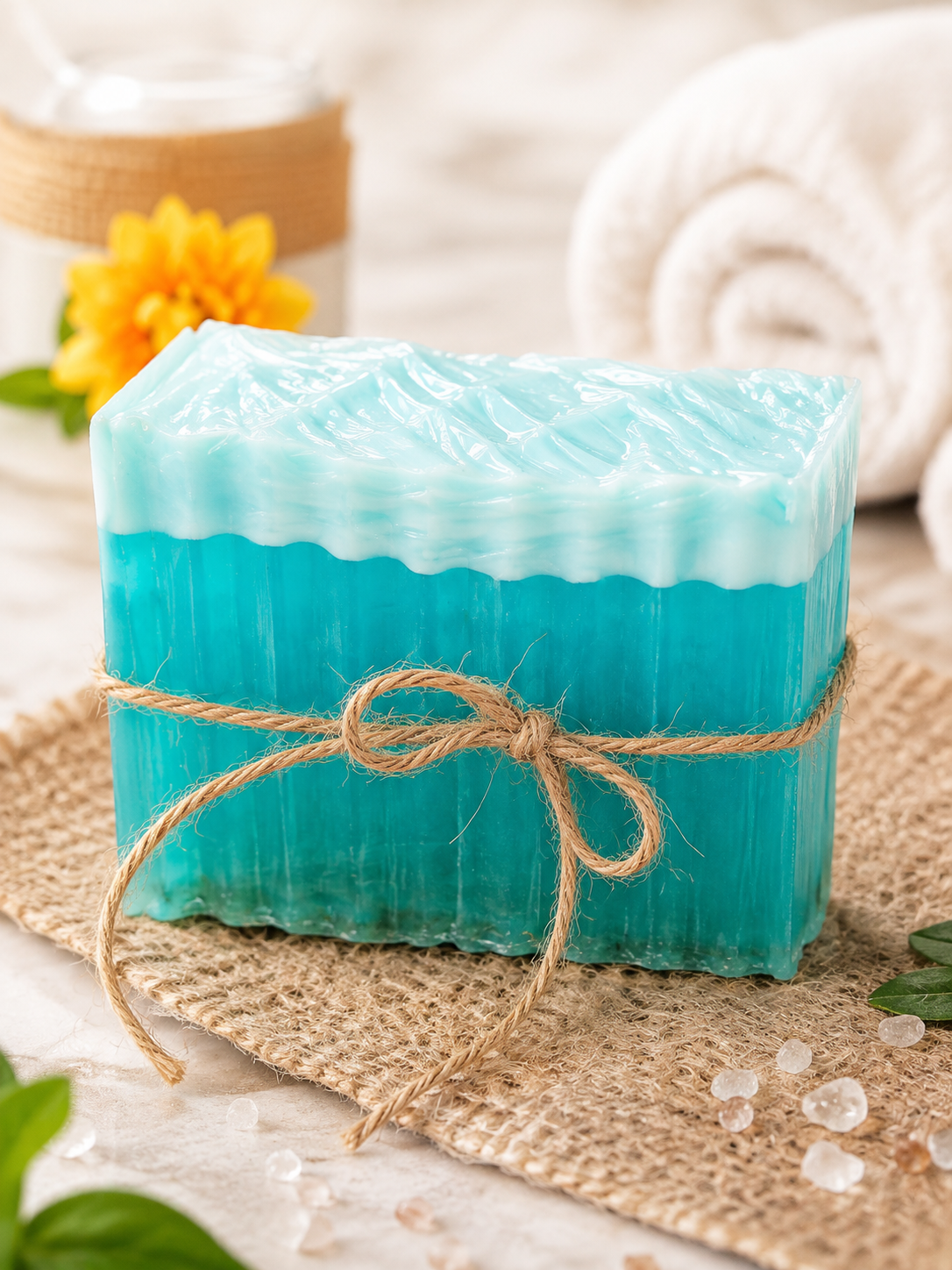 Jabón Artesanal de Romero con Loofah – Exfoliante Natural para Ducha