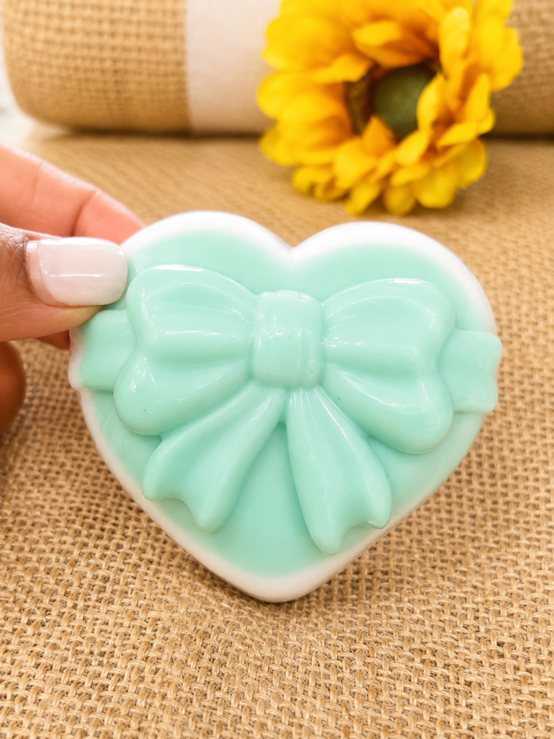 Jabón Corazón Artesanal Aroma Durazno – Regalo Romántico Hecho a Mano