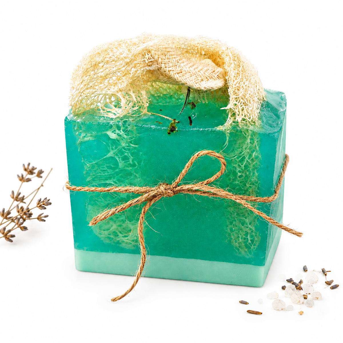 Jabón Artesanal de Romero con Loofah – Exfoliante Natural para Ducha